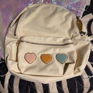 Stoney Clover Buttercream Backpack with 3 heart patches